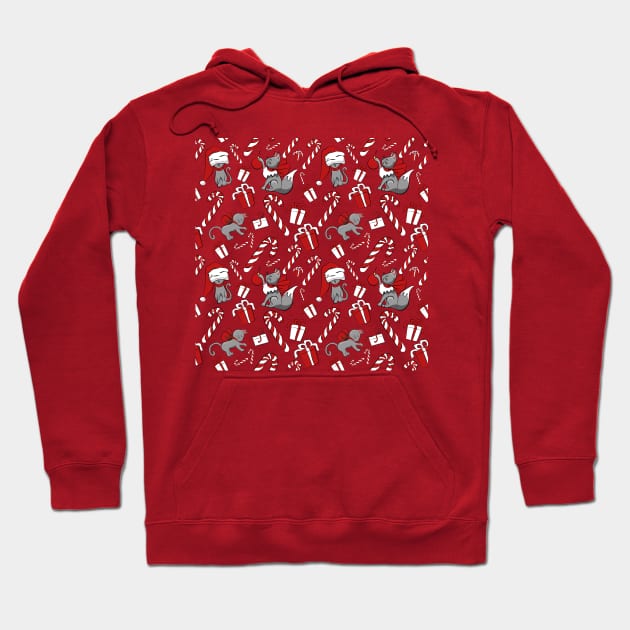 Cats gets Christmassy°red Hoodie by PolygoneMaste
